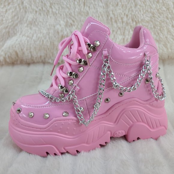 Space Candy by Anthony Wang 4" Baby Pink Sneaker Wedges - Picture 6 of 7